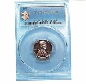 1956-P PROOF 66 PENNY ROSSO LINCOLN - Foto 1 di 4