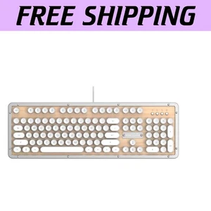 Vintage-Inspired Backlit Mechanical Keyboard with Genuine Maple Wood Finish - Picture 1 of 11