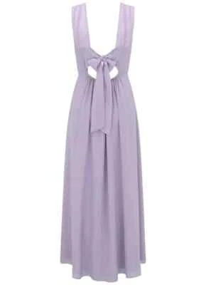 MINT VELVET Dress Lilac Gathered Maxi Dress Chiffon Tie Back UK 14 - Image 1 of 4