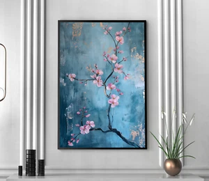 Cherry Blossom Wall Art Print Canvas Poster Illustration Home Decor Painting - Picture 1 of 1
