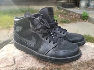 Nike Air Jordan 1 Mid Basketball men US SZ 12 EUR 46 UK 11 Black Grey 554724-050 - Picture 1 of 11