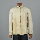 Medium 1950s Distressed White Chef Coat VTG Long Sleeve Patch Pockets Costume