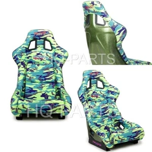 NRG PRISMA FIXED BACK BUCKET RACING SEAT FRP-303GIJ-ULTRA GREEN CAMO MEDIUM - Picture 1 of 3