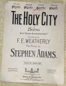 The Holy City 1892 Song w/ Organ Accompaniment-Stephen Adams/F E Weatherly - Picture 1 of 2
