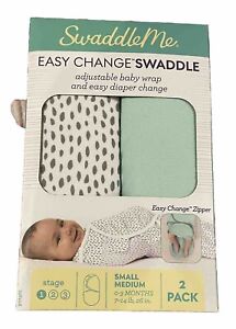 SwaddleMe Easy Change Swaddle, Size S/M, 0-3 Months, 2 Pack, Teal, 7-14 Lb,New