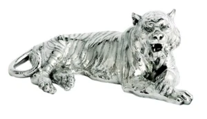 Silver Laying Tiger Model - Sterling Silver Fully Hallmarked - Picture 1 of 3