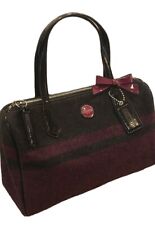 COACH SIGNATURE Passion Berry WOOL STRIPE TOTE SHOULDER F24786 Purse Handbag