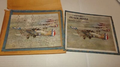1920 Victory Wood Jigsaw Puzzle HAWKER HAWK MILITARY AIRCRAFT Plane - Image 1 of 4