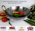 Iron Frying Pan Wok Kadai Karahi Kadhai Heavy Duty Round Base Deep Handmade NEW