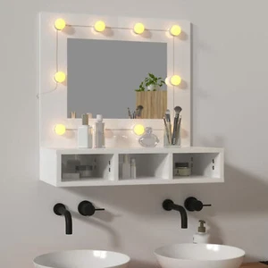 JUNZAI Spiegelschrank Hochglanz-Weiß 60x31,5x62 ~Alibertschrank Bad, S7K6 - Bild 1 von 12