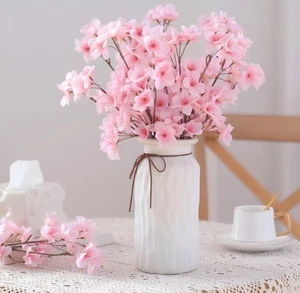 4 Pcs Artificial Cherry Blossom Branches Decor 17Inch Pink Fake Flowers for H... - Picture 1 of 6