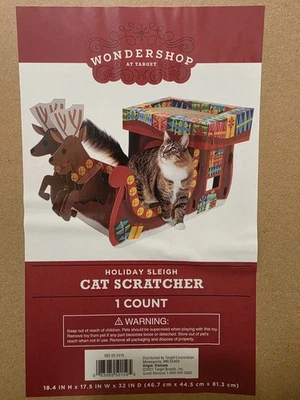 Holiday Sleigh CAT SCRATCHER. New - Image 1 of 3