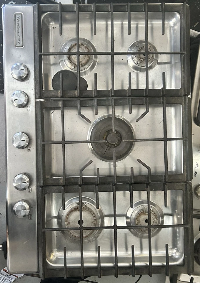 Газовая варочная панель KitchenAid 36 дюймов из нержавеющей стали на 5 горелок - KCGS956ESS - Изображение 1 из 2