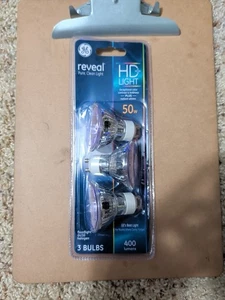 3 Pack - GE Reveal 50 Watt HD+ Indoor Flood Light Bulbs (GU 10) - Picture 1 of 2