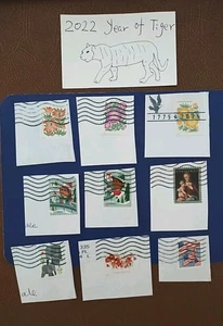 All 2022 Stamps: Moontain Flora,Holiday Elves,Virgin & C,Elephant,Tulips,US Flag - Picture 1 of 10