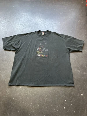 Vintage Faded 90s Mickey Mouse Disney Unltd. Brazos Embroidered Shirt Black 2XL - Image 1 of 4
