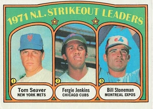 N.L. SO LEADERS TOM SEAVER FERGIE JENKINS BILL STONEMAN 1972 TOPPS BASEBALL #95 - Picture 1 of 2