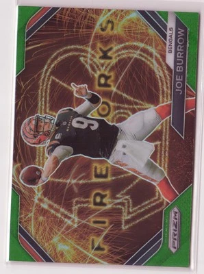 Football 2023 Panini Prizm #F-8 Joe Burrow Fireworks Prizms Green - Image 1 of 2