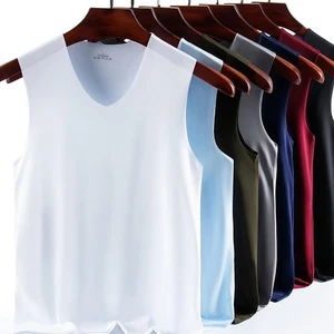 Moderate Elasticity Ice Silk Vest Solid Color Regular Length Summer Apparel - Picture 1 of 19
