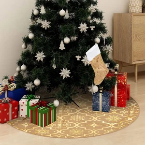 Weihnachtsbaum Rock gelb Polyester 59,1 Zoll Durchmesser faltbar - Bild 1 von 8