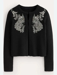 Boden Embellished Knit Cardigan JacketPeacock Floral Bead Jewel Cotton Wool**** - Picture 1 of 12