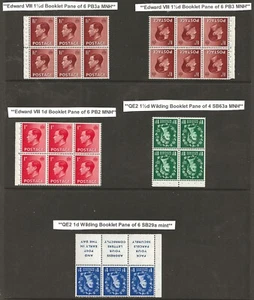 GB 1936-1955 booklet pane stamp selection, all mint MNH (incl inverted wmks) - Picture 1 of 2