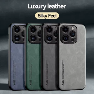 Luxus Leder iPhone 16 Pro Max Hülle mit Metall Autohalterung Stoßfest & Seidig - Bild 1 von 14