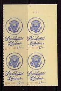 US USA Sc# 3930 MNH FVF PLATE # BLOCK Presidential Seal Eagle Library - Picture 1 of 1