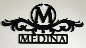 Personalized Monogram Door Fence Gate or Wall Sign Plasma Metal Plaque Wall Art - Picture 1 of 4