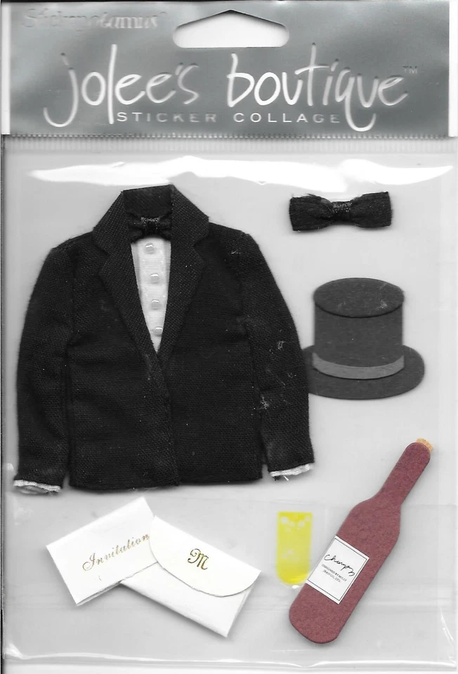 JOLEE'S BOUTIQUE Novio Esmoquin Sombrero Champagne Boda Pajarita Baile de graduación Traje Negro Foto 1 de 1