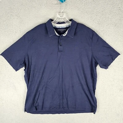 Johnston & Murphy Polo Shirt Mens 2XL Navy Pima Cotton Short Sleeve Golf Preppy - Image 1 of 4
