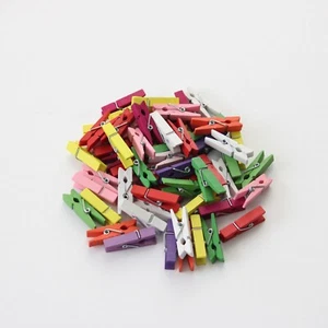 Colorful New Wooden Mini Craft Clothespins. (50 pcs. per unit) Photo/Baby/Paper - Picture 1 of 3