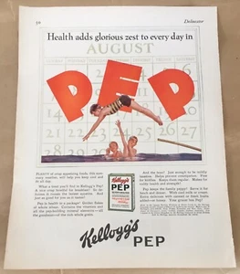 Kellogg's Pep cereal 1927 vintage print art illustration home decor boy swimmer - Picture 1 of 1