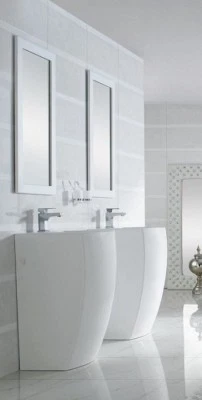 Bathroom Pedestal Sink - Bolzano - Modern Bathroom Pedestal Sink Vanity 20" - Image 1 of 2