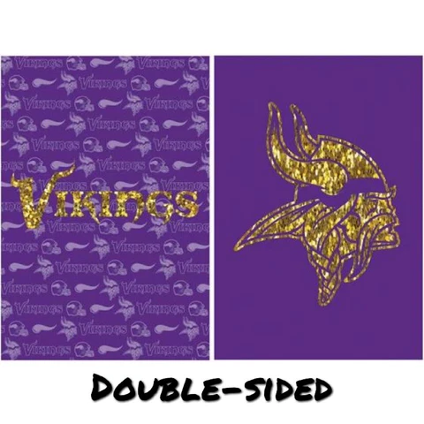 New MINNESOTA VIKINGS 12.5" x 18" Double-Sided GARDEN FLAG, PURPLE GLITTER Suede Cover