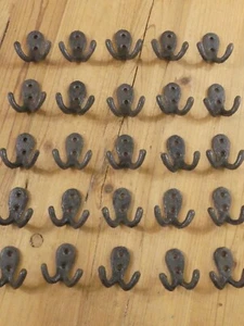 25 Small Coat Hooks Mug Hat Rack Wall Mounted Cast Iron Rustic Entryway Key Farm - Picture 1 of 9