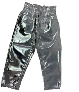 NWT Baby Gap Girls 3T 3 Years Denim Foil Silver Paperbag Just Like Mom Jeans - Picture 1 of 8