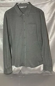Travis Mathew Shirt Men's Large Dark Gray Long Sleeve Button Up Solid - Picture 1 of 3