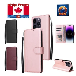 iPhone Wallet Case 14 13 12 Pink Black Brown - Photo 1 sur 11