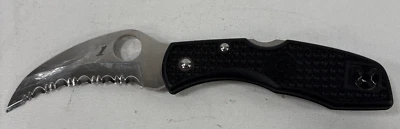 Rare Spyderco H-1 Tasman Salt 1 FRN Clip-it Serrated Hawkbill Knife C106BK 18768 - Image 1 of 4