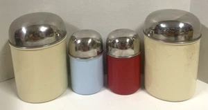 Set of 4 Vintage Bullet Dome Lid Kitchen Canisters Retro Mod Mid Century 8" & 6" - Picture 1 of 5