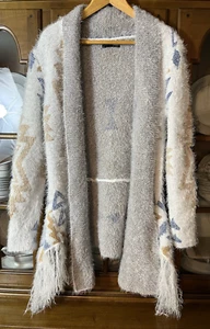 Southwestern flauschige Strickjacke Medium vorne offen Azteken Boho Tribal Cowgirl Rodeo - Bild 1 von 19