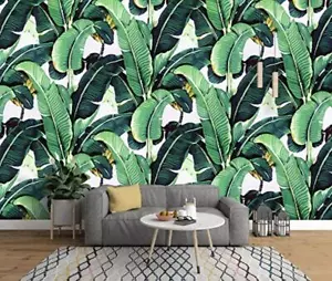 Banana Tropical Leaves Wall Mural Natural Exotic Removable Textured Wallpaper - Picture 1 of 3