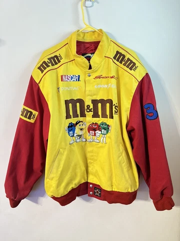 Vintage 90s Jeff Hamilton M&M's Racing Team Ernie Irvan NASCAR Jacket men's XL Cover