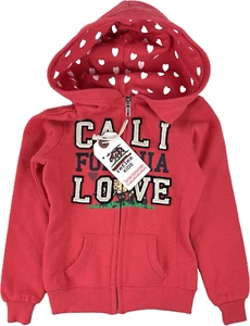 Reflex Kids Pink Long Sleeve Cotton California Love Hearts Hoodie Sweatshirt 4 - Picture 1 of 3