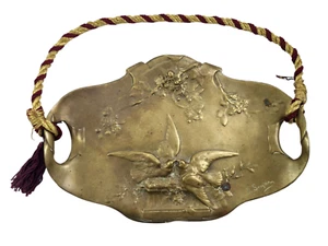 Ernest Sanglan Französische Bronze Antik Jugendstil Tablett Plakette Künstler Signiert - Bild 1 von 7