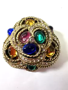 Vintage Brooch Ciner Moghul Glass Cabochon Heavy AS IS NO PIN BACK SEE NOTES - Picture 1 of 7