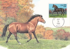 USA 1985 FOUR FIRST DAY COVERS ON MAXI CARDS, HORSES - Picture 1 of 8
