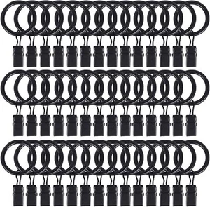 42 Pack 1" Curtain Rod Clip Rings, Metal Drapery Hooks, Rustproof Black - Picture 1 of 7