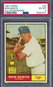 1961 Topps #035 PSA 6 Ron Santo Cubs HOF 35 Centered! - Picture 1 of 2
